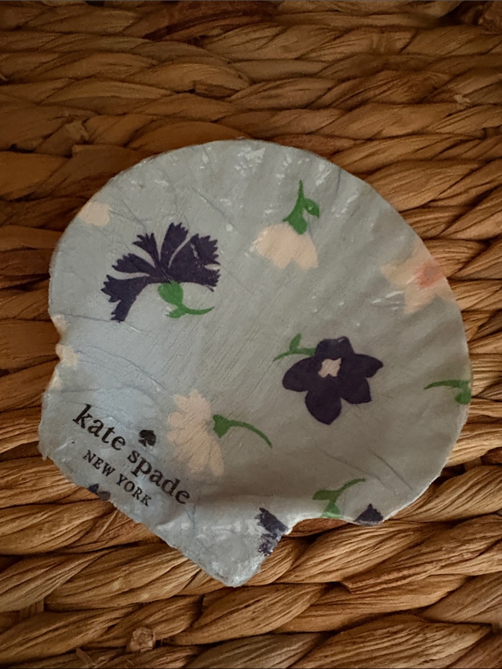 Light Blue Floral Shell Trinket Dish made with Kate Spade napkin